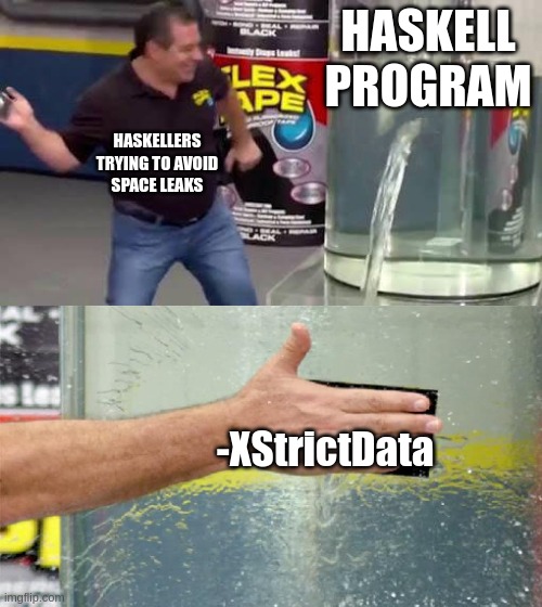 Enabling StrictData to fight space leaks